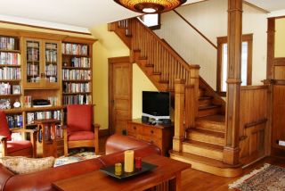 美式别墅客厅整体书柜效果图 
