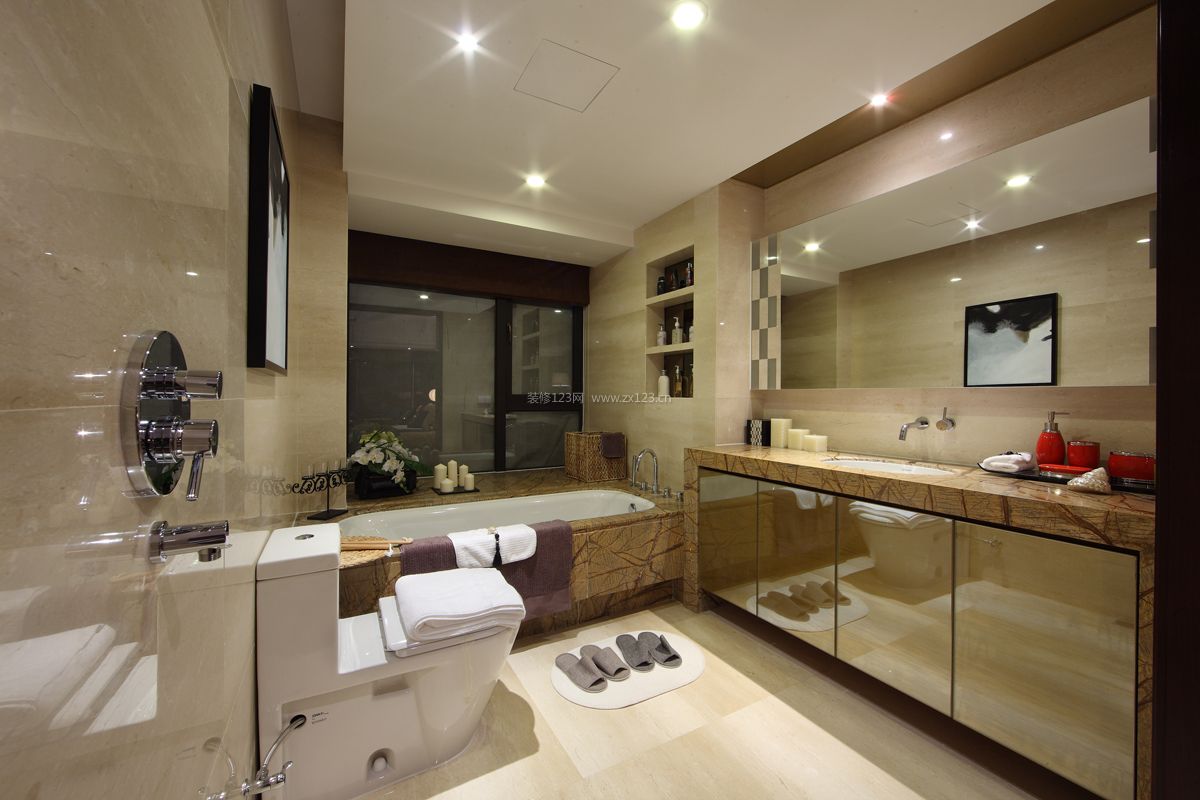 新中式卫生间装修效果图 带浴缸的卫生间装修效果图