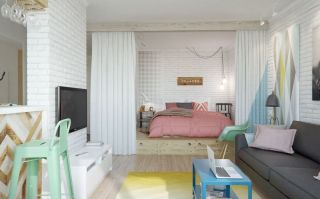 45平米小户型家居卧室窗帘装修图片 