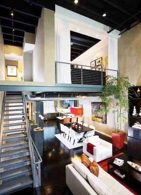 loft公寓装修效果图 铁艺楼梯图片