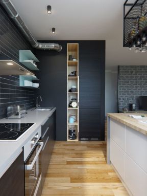 公寓式住宅开放式厨房装修效果图图片