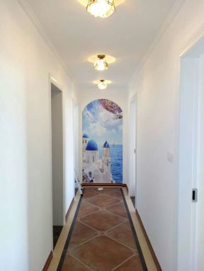地中海风情走廊过道背景墙装修图片