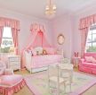 公主儿童房粉色窗帘装修效果图片