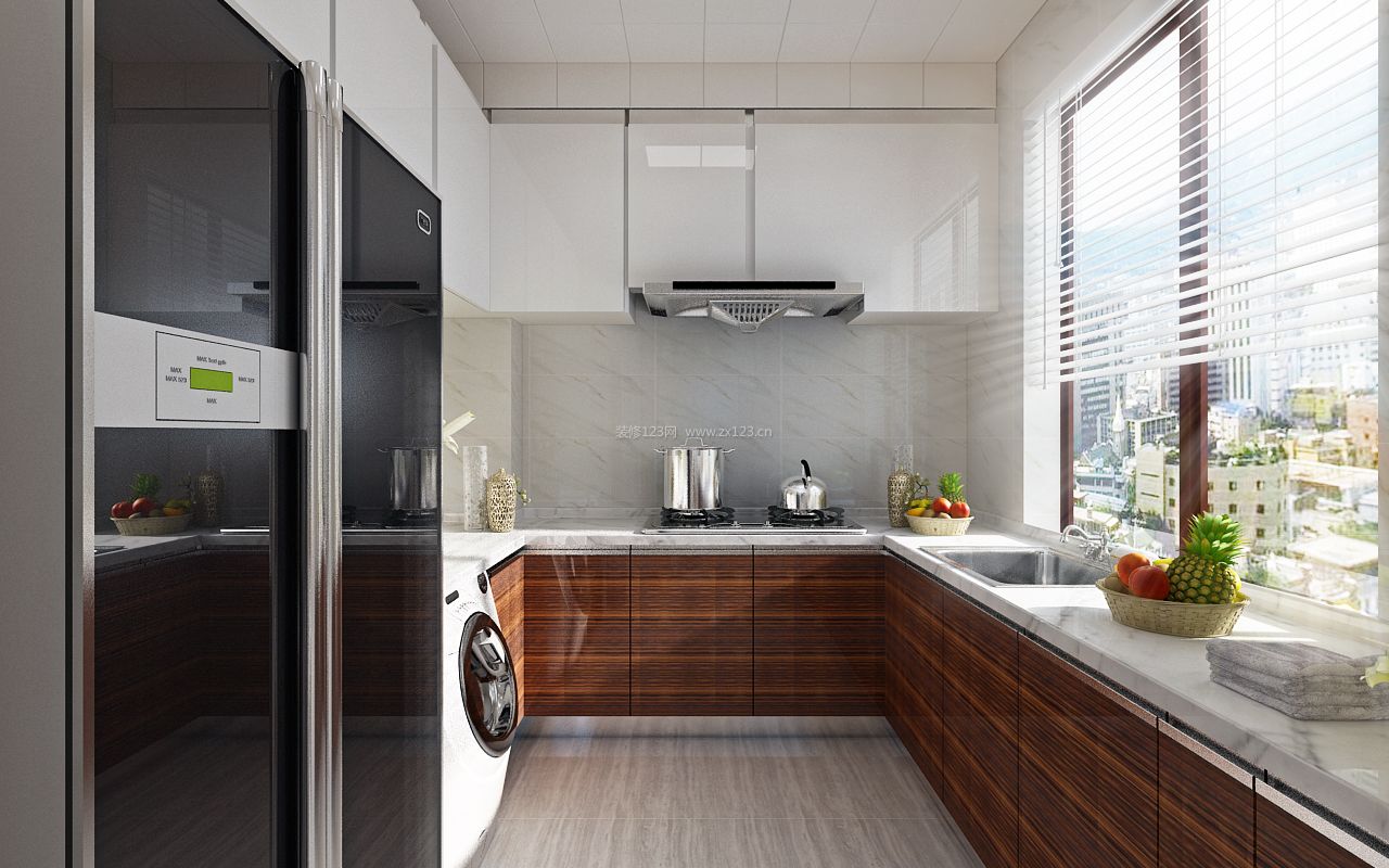 2023现代厨房百叶窗帘设计装修效果图片