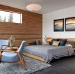 长方形的原木风格卧室摆放床装修效果图