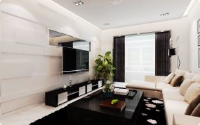 现代新房客厅装修效果图 石膏板电视背景墙