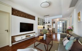 2020现代家居客厅装修 悬空电视柜效果图