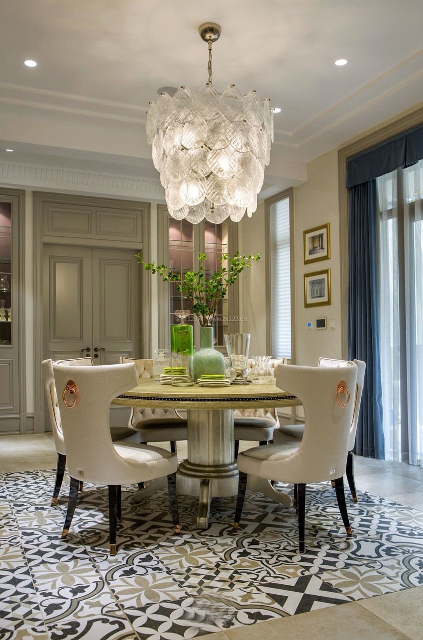 欧式别墅创意餐厅吊灯设计装修效果图2017