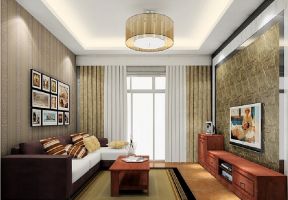 家装现代风格客厅满铺壁纸效果图 