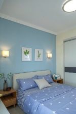 简单卧室床头硅藻泥背景墙装修效果图片