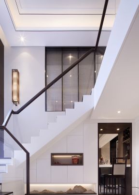 现代新中式风格装修图片 室内楼梯装修效果图
