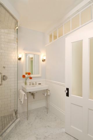 浴室高档磨砂玻璃门装修效果图片