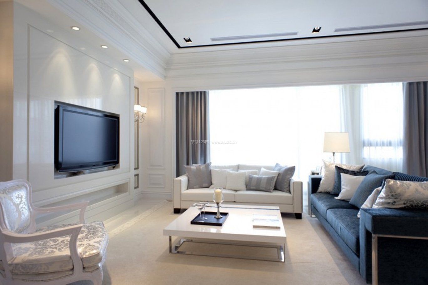简单室内设计现代客厅电视背景墙平面图 