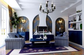 简单室内设计平面图 2020客厅条纹沙发图片