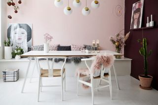 100平米房屋简单粉色墙面装修效果图片
