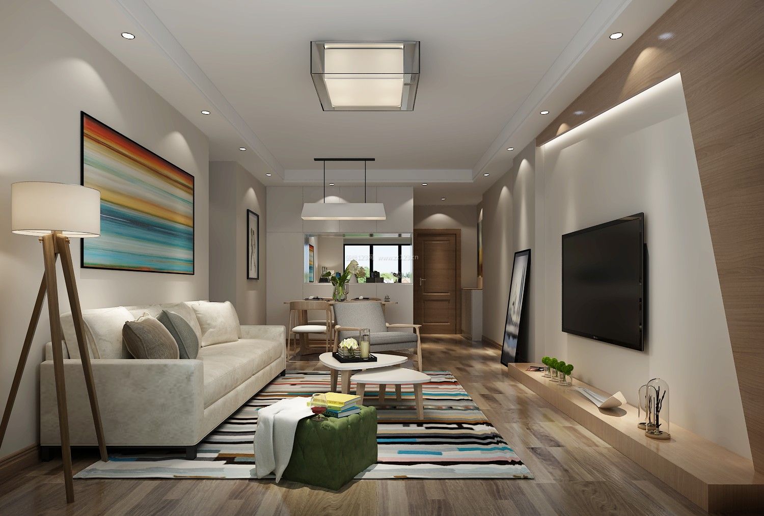 98平米三室两厅客餐厅装修效果图大全