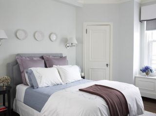 现代欧式简约卧室床头背景墙效果图案例