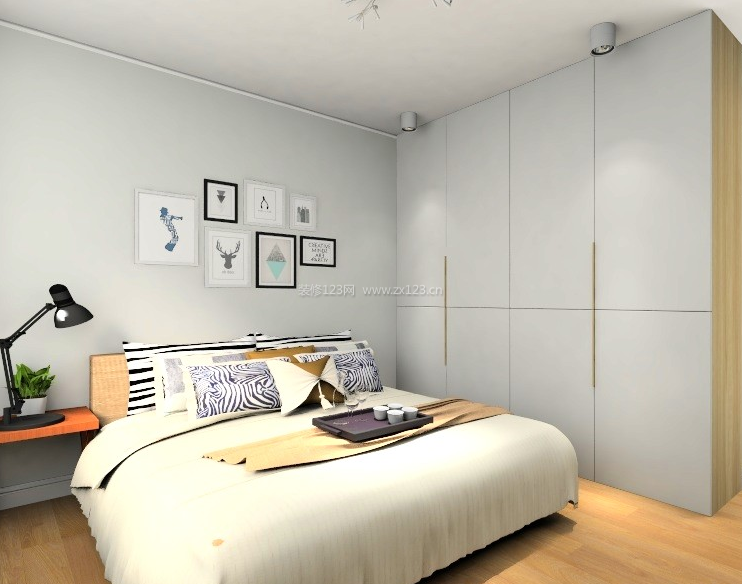 现代北欧风格装修效果图片 卧室照片墙设计