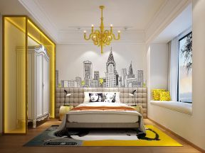 主卧室床头背景墙效果图 2020简单墙画手绘图片
