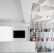 现代极简风格客厅兼书房装修效果图片 