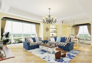 地中海风格客厅家具摆放装修效果图大全图片