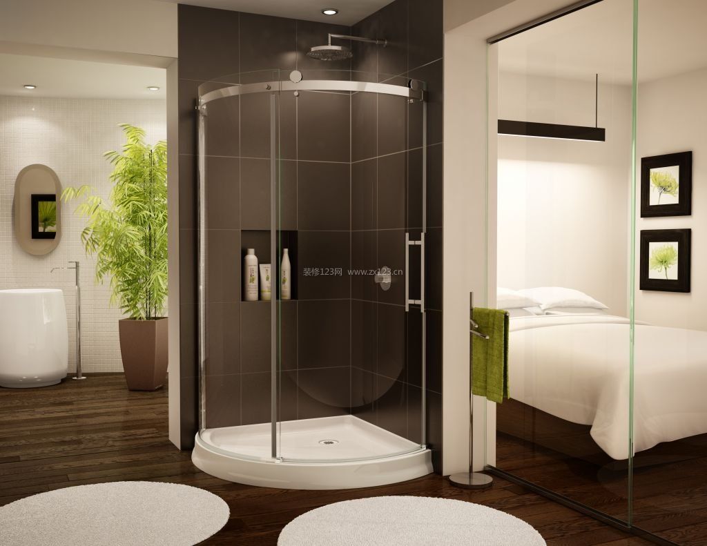 小卫生间淋浴房弧形墙面装饰效果图片2023