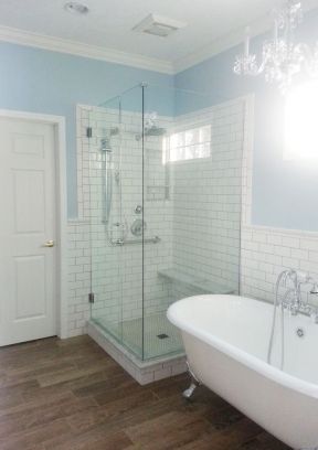 小卫生间淋浴房大自然实木地板效果图片2023