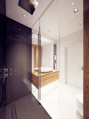 小卫生间淋浴房效果图片 黑白卫生间装修效果图