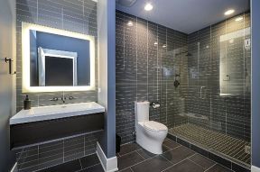 小卫生间淋浴房黑色墙面装修效果图片