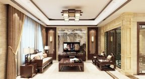 中式风格小型起居室效果图