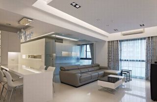 2023现代两室两厅客厅真皮沙发装修效果图片