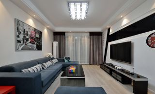 2023现代家庭客厅左右布艺沙发装修设计图片