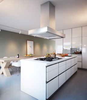 厨房中岛效果图 2020现代开放式厨房装修图片