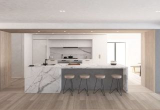 现代厨房中岛瓷砖效果图片欣赏2023