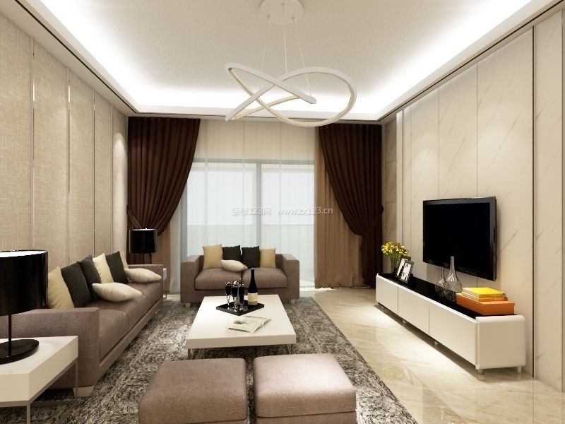 现代简洁客厅装修效果图 沙发背景墙装修效果图欣赏