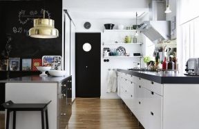开放式厨房装修风格 黑白风格装修效果图