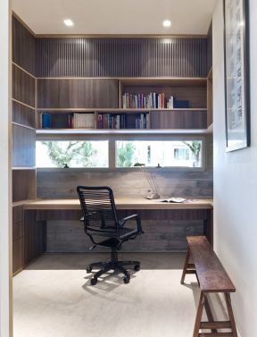 8平米小书房装修效果图 2020实木书房书桌
