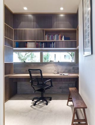 8平米实木小书房书桌装修效果图2023