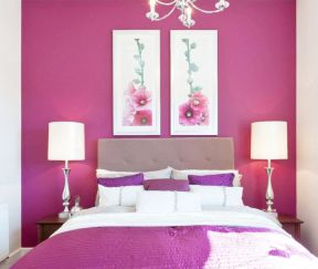 卧室藕荷色墙面漆效果图 床头墙效果图