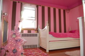 卧室藕荷色墙面漆效果图 女童卧室效果图