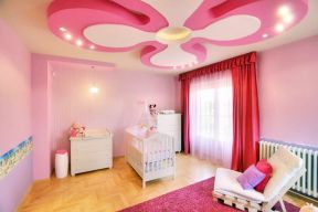 2023温馨婴儿房卧室藕荷色墙面漆效果图 