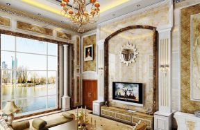 奢华欧式电视背景墙装修效果图 2020欧式别墅装饰图