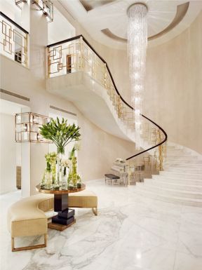 别墅大厅楼梯效果图片 简欧风格跃层装修效果图