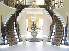 别墅大厅楼梯效果图片 美式地毯贴图