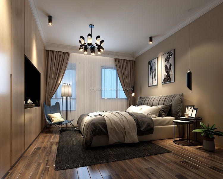 2020现代主卧室装潢效果图 2020卧室现代床头灯图片