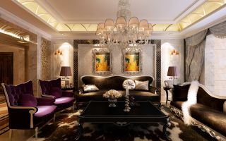2023欧式新古典客厅沙发背景墙装修效果图片