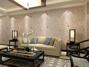山东家装中式客厅液体壁纸效果图片