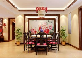 中式装修古韵轩餐厅背景墙欣赏