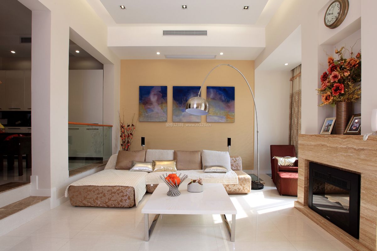 2023现代别墅客厅转角沙发装修效果图片大全