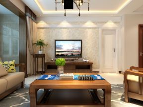 2023现代中式风格客厅电视机背景墙设计效果图